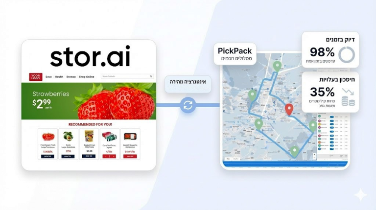 אינטגרציה stor.ai עם PickPack לניהול משלוחים, אופטימיזציית מסלולים ומעקב בזמן אמת עם חיסכון בעלויות