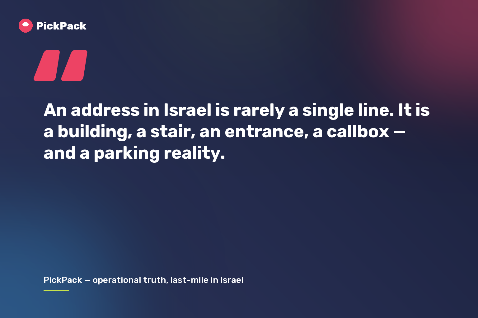 An address in Israel is rarely a single line. It is a building, a stair, an entrance, a callbox — and a parking reality