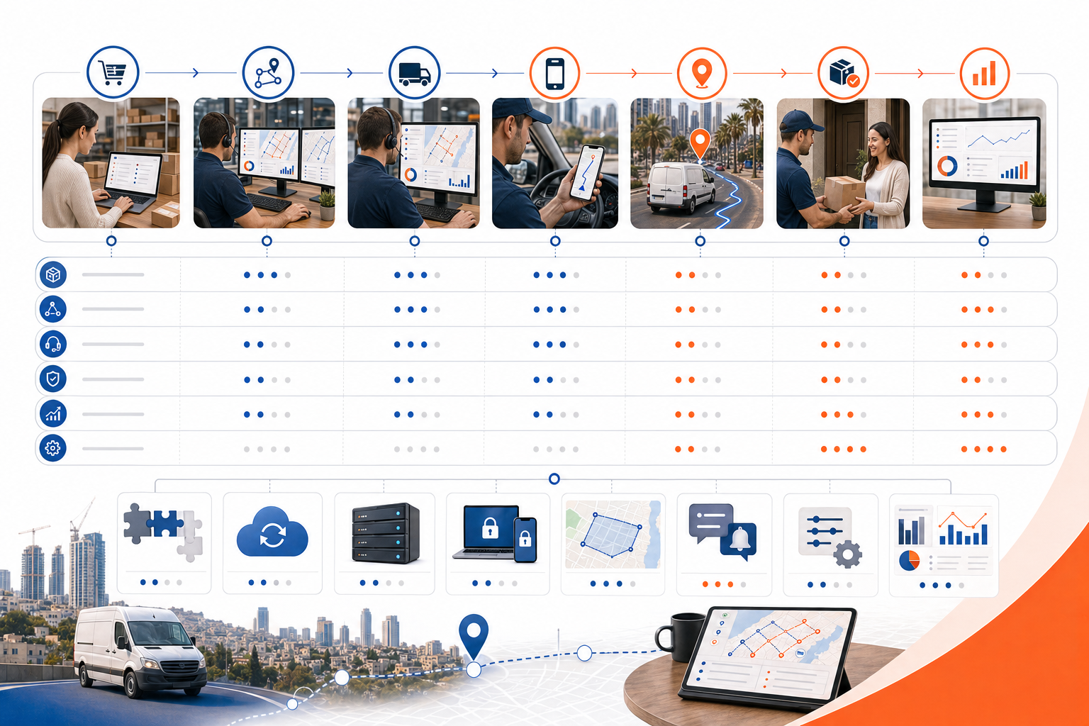 Flow illustration for delivery software comparison israel