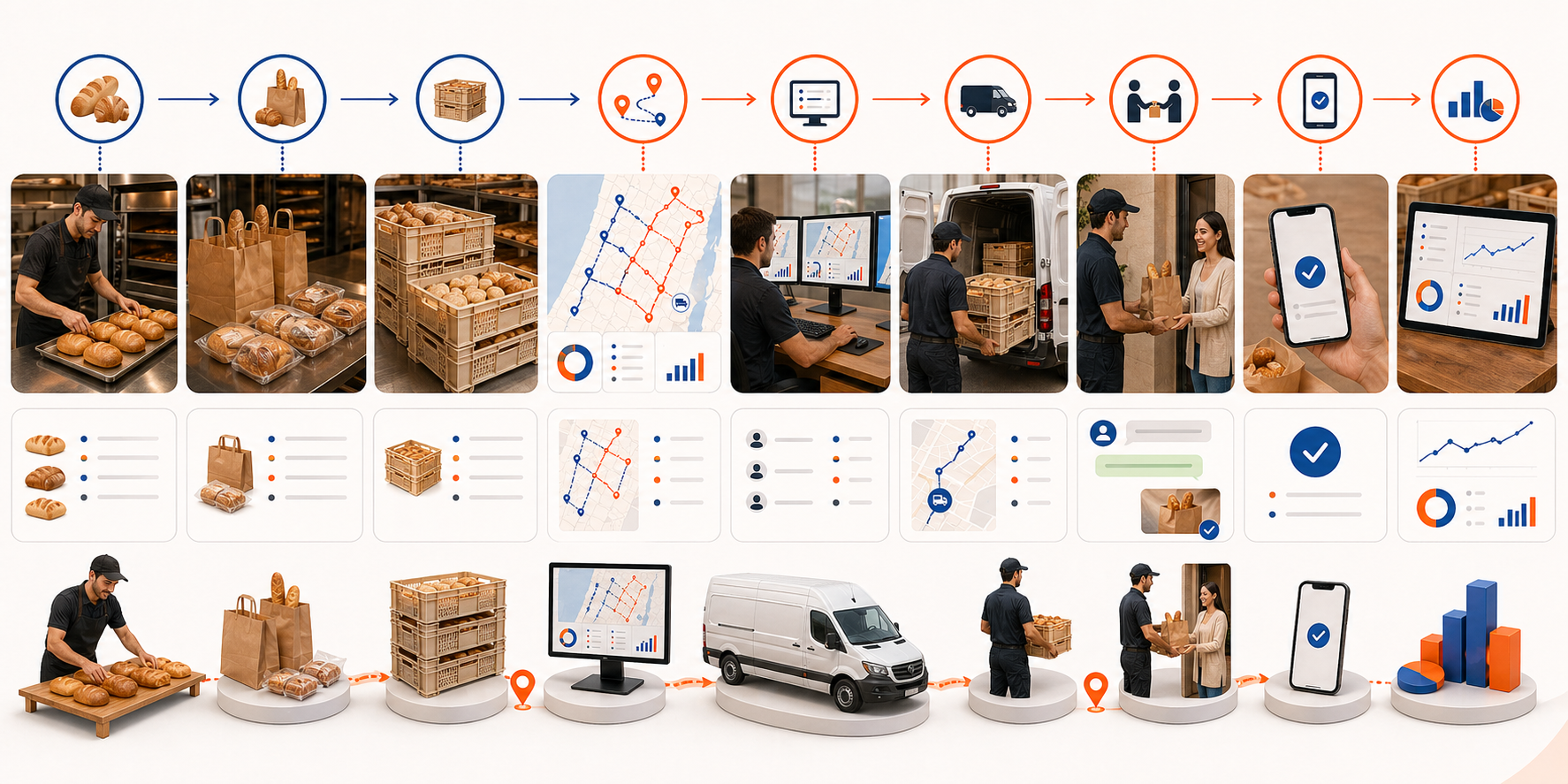 Flow illustration for best delivery software for bakeries
