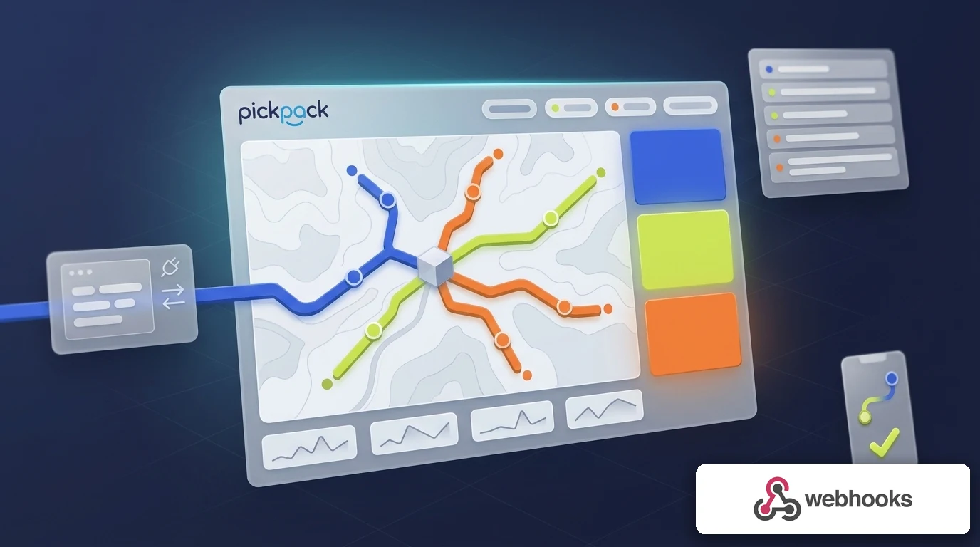 PickPack + api webhooks integration — delivery management visual