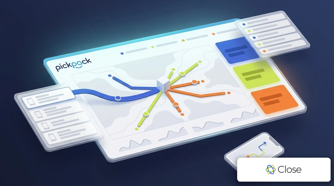 PickPack + close crm integration — delivery management visual