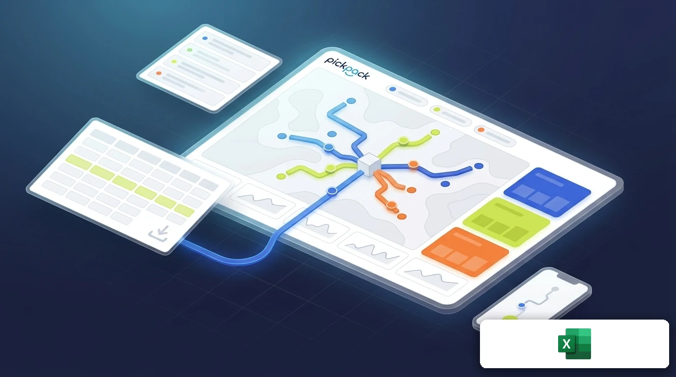 PickPack + excel csv integration — delivery management visual