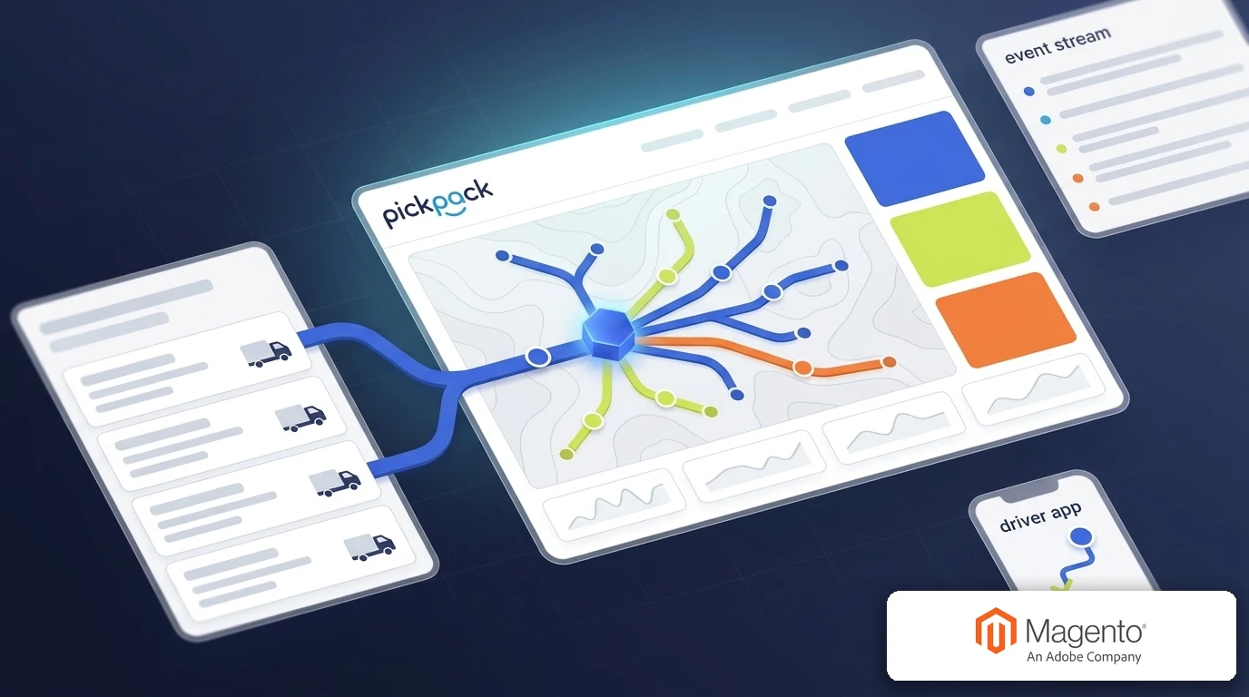 PickPack + magento adobe commerce integration — delivery management visual