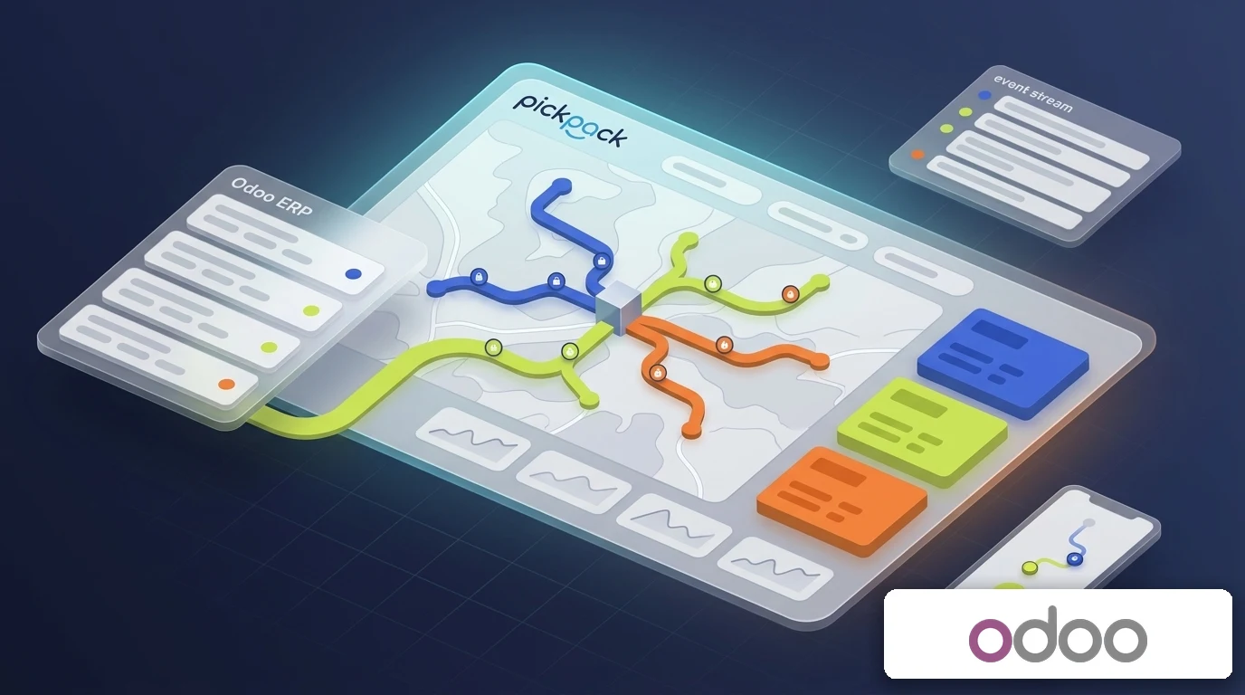 PickPack + odoo integration — delivery management visual