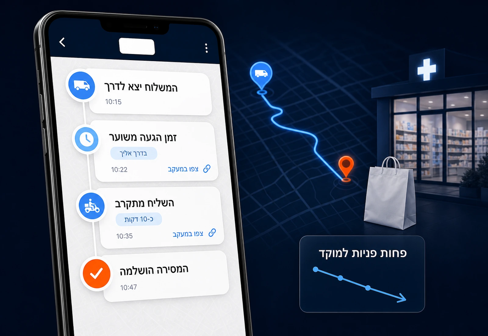 עדכוני לקוחות אוטומטיים למשלוחי פארם