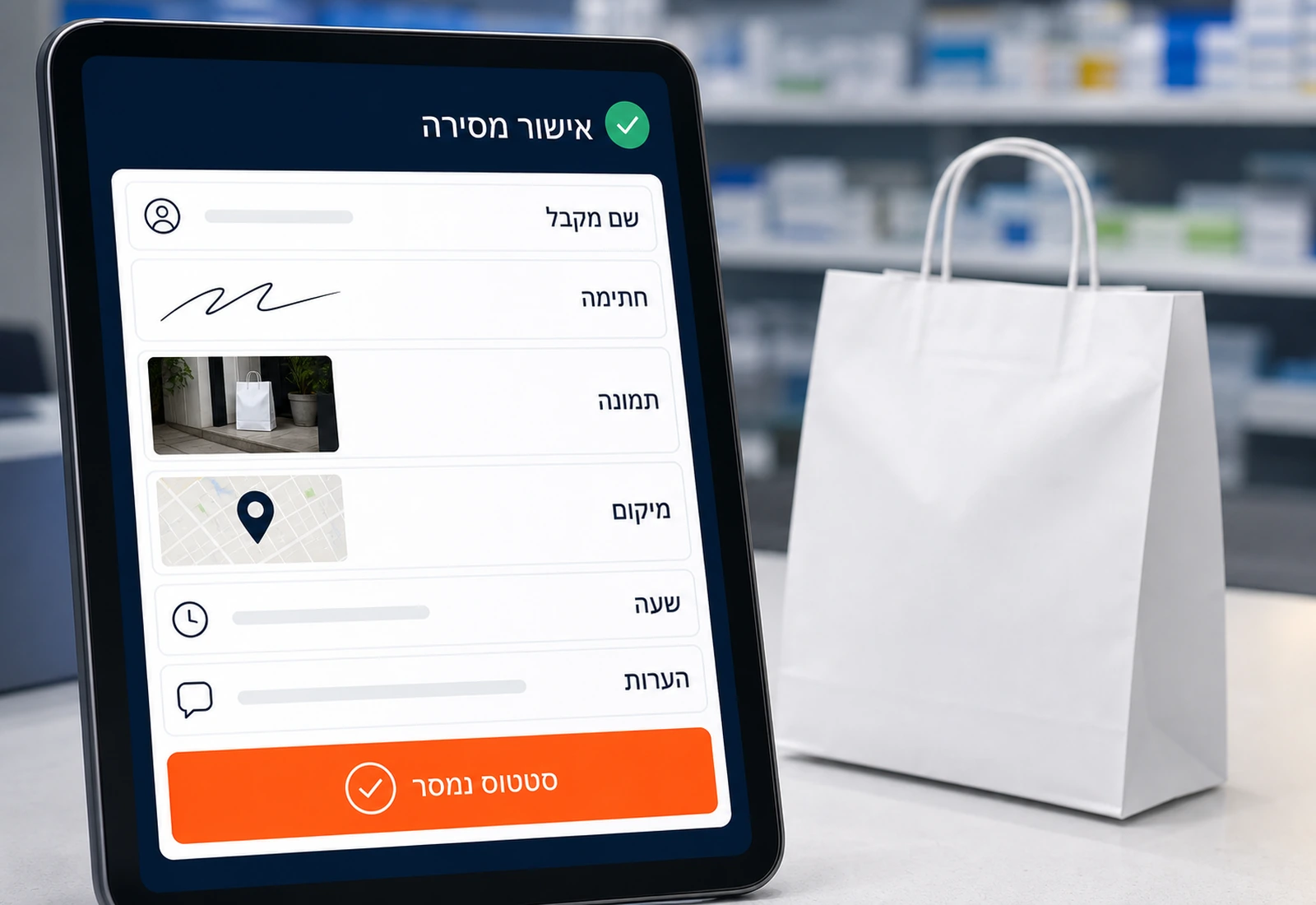 אישור מסירה דיגיטלי למשלוחי בתי מרקחת