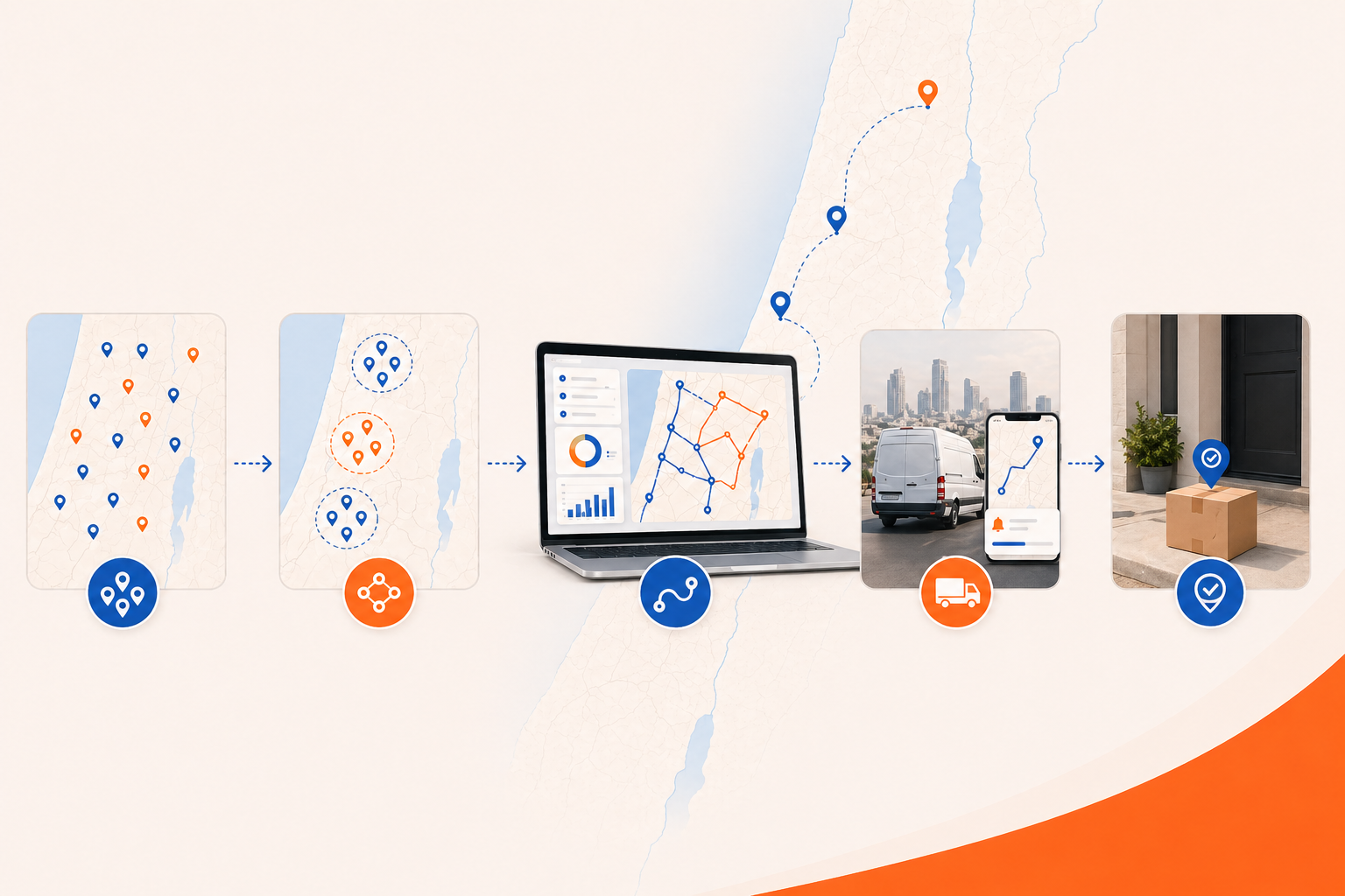 Ilustracion de flujo para importancia del software de optimizacion de rutas